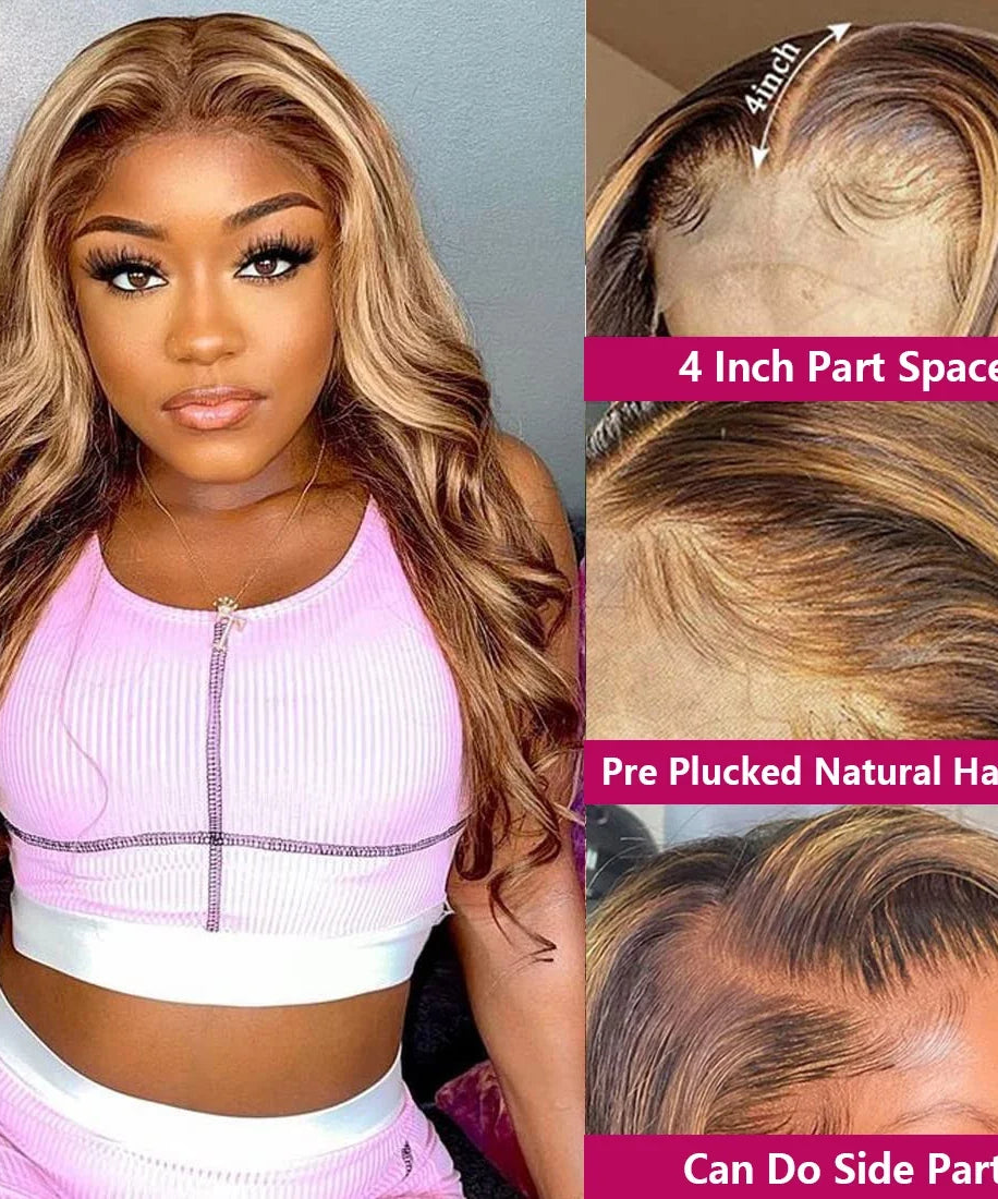 Highlight Wig Human Hair 13x4 Colored Honey Blonde Lace Front Human Hair Wigs For Women Ombre Body Wave 13x6 Hd Lace Frontal Wig