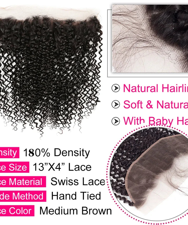 Brazillian Kinky Curly Hair Bundles With Closure Remy Human Hair Weave 3 Bundles with Closure Human Hair Extension capelli umani