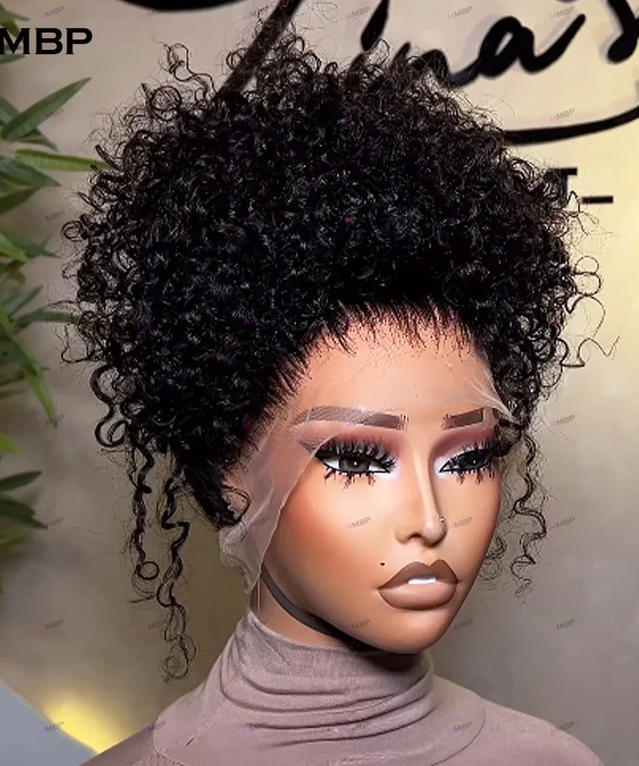 Glueless Lace Frontal Wig Human Hair Ready To Wear 400 Density Bouncy Curly 360/13x6 HD Lace Front Wig Preplucked Hair For Women