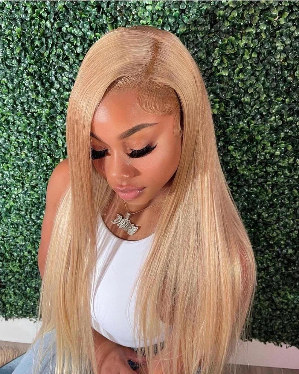 36 Inch Honey Blonde Human Hair Wig Straight 13x6 HD Lace Front Wig 180% Density 13x4 Lace Wigs Brazilian Human Hair 27# Color