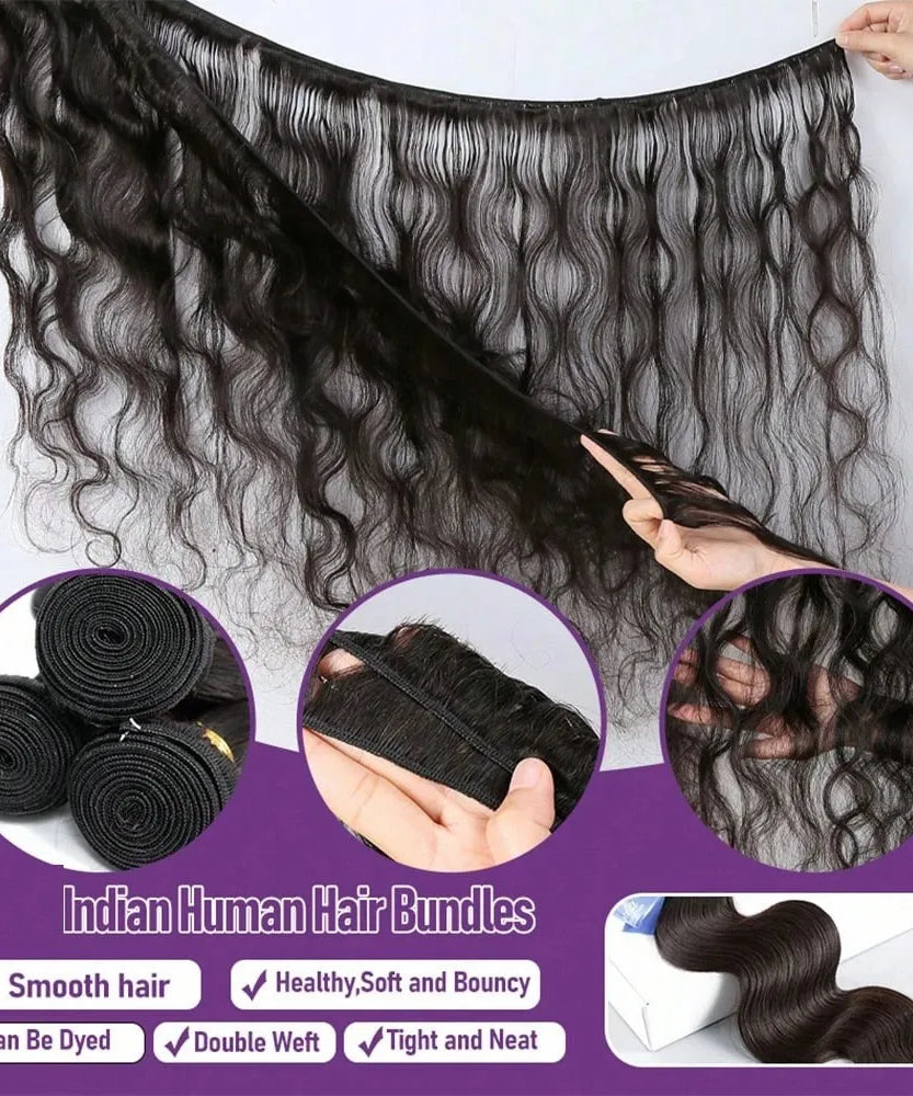 15A Human Hair Bundles 34 36 38 40Inch Body Wave 100% Unprocessed Hair 4 Bundles Extensions Quick Weave Human Hair Natural Black