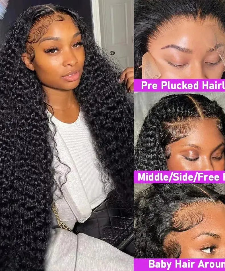 250Density Put on and Go Deep Wave Glueless Wig Human Hair For Women 5X5 13x6 HD Frontal Curly Lace Front Wigs On Clearance Sale