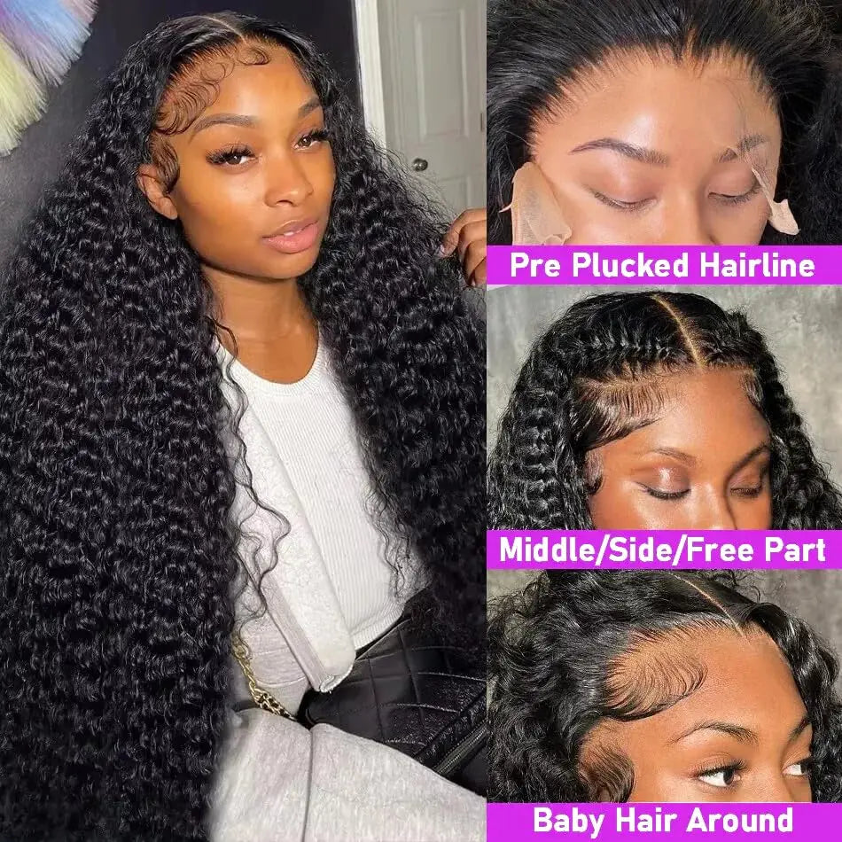 250Density Put on and Go Deep Wave Glueless Wig Human Hair For Women 5X5 13x6 HD Frontal Curly Lace Front Wigs On Clearance Sale