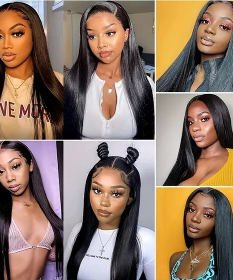 30 40 Inch Bone Straight 13x6 Lace Frontal Wigs 13x4 HD Transparent Lace Front Wig Black Preplucked Brazilian Human Hair Wig100%
