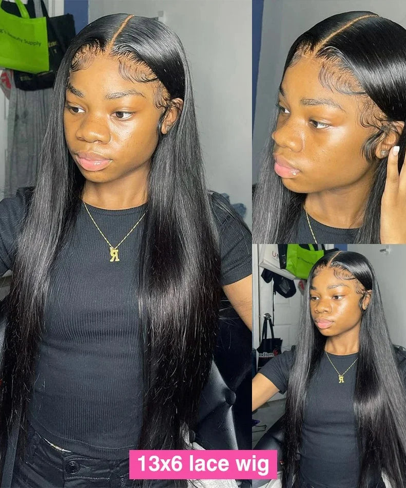 30 40 Inch Bone Straight 13x6 Lace Frontal Wigs 13x4 HD Transparent Lace Front Wig Black Preplucked Brazilian Human Hair Wig100%