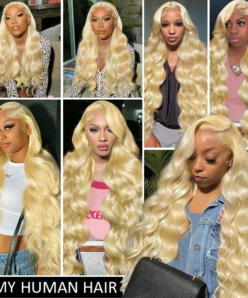 200 Density HD Lace Frontal Wig 613 Blonde 13x6 Body Wave Lace Front Wig Preplucked Brazilian Lace Front Human Hair Wigs 46 Inch