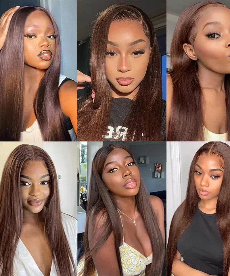 Dark Brown Super Double Drawn 13x4 Hd Lace Wig Bone Straight Chocolate Brown Wigs Human Hair 13x4 Lace Front Human Hair Wig