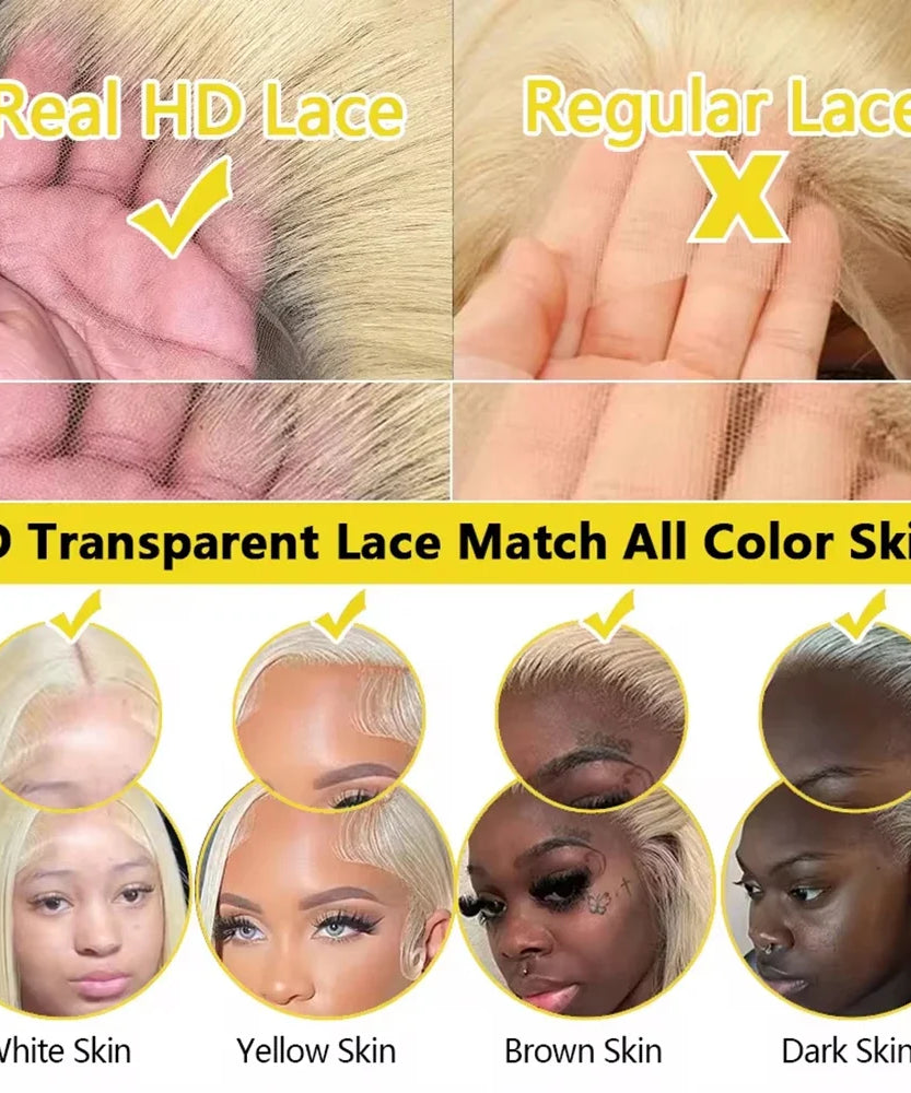 13x6 Hd Transparent Lace Frontal Human Hair Wig 200 Density Body Wave 613 Blonde 13x4 Lace Front Brazilian Wigs Pre Plucked