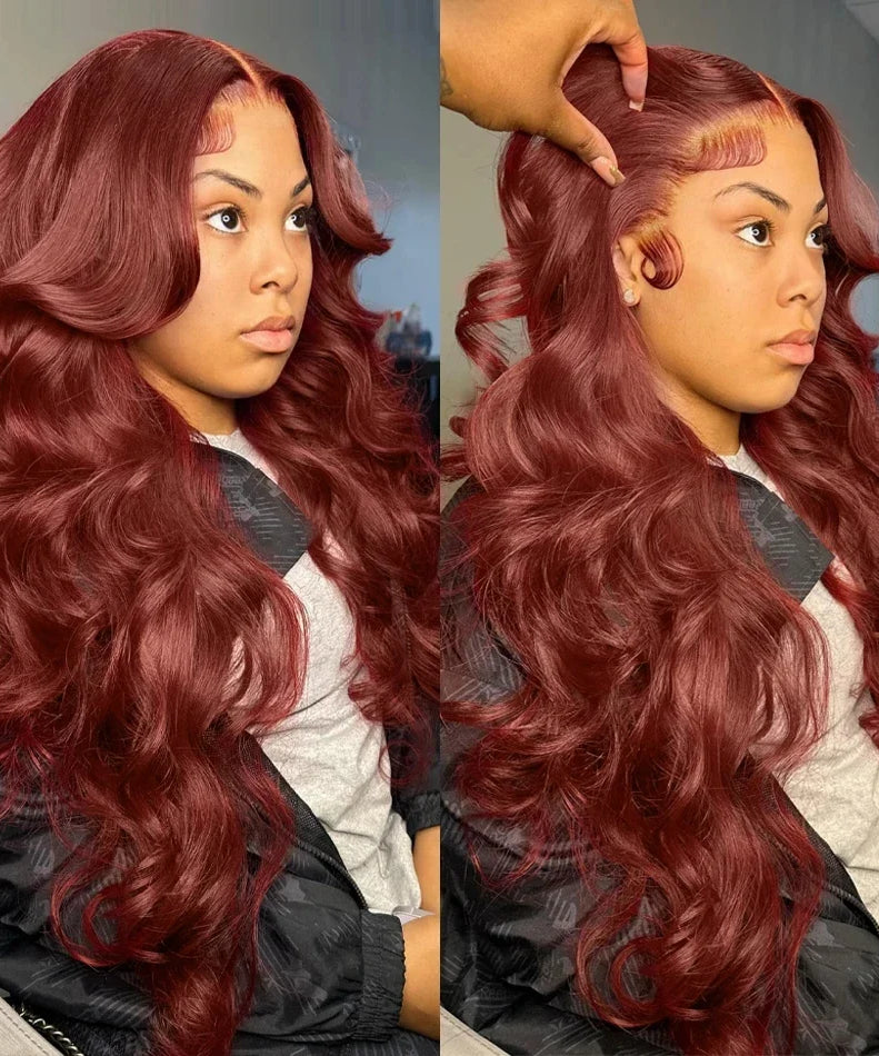 40 inch Reddish Brown HD Lace Front Human Hair Wig PrePlucked 13x4 Colored Human Hair 13x6 Lace Front Wigs Body Wave Wig 4x4 5x5
