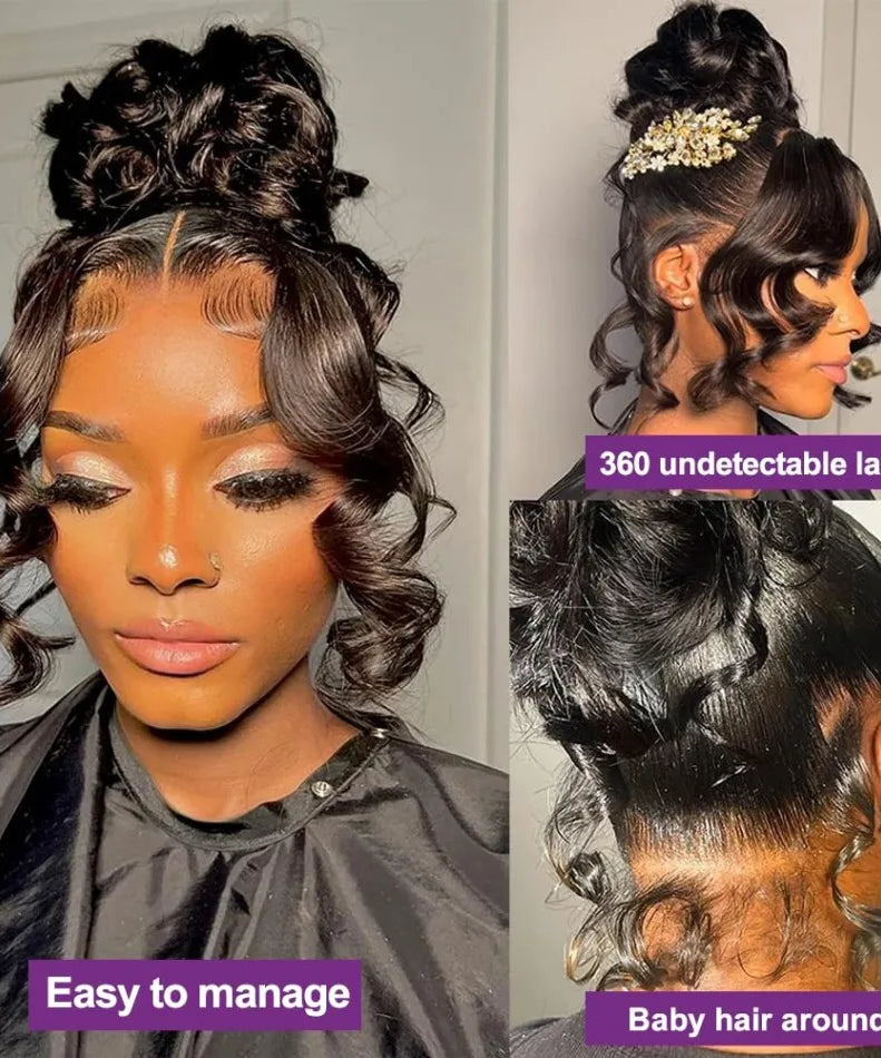 360 Full Lace Wig Body Wave Human Hair Wigs 100% Pre Plucked Hd Brazilian Lace Frontal Wigs Invisible Strap 250 Density 40 Inch