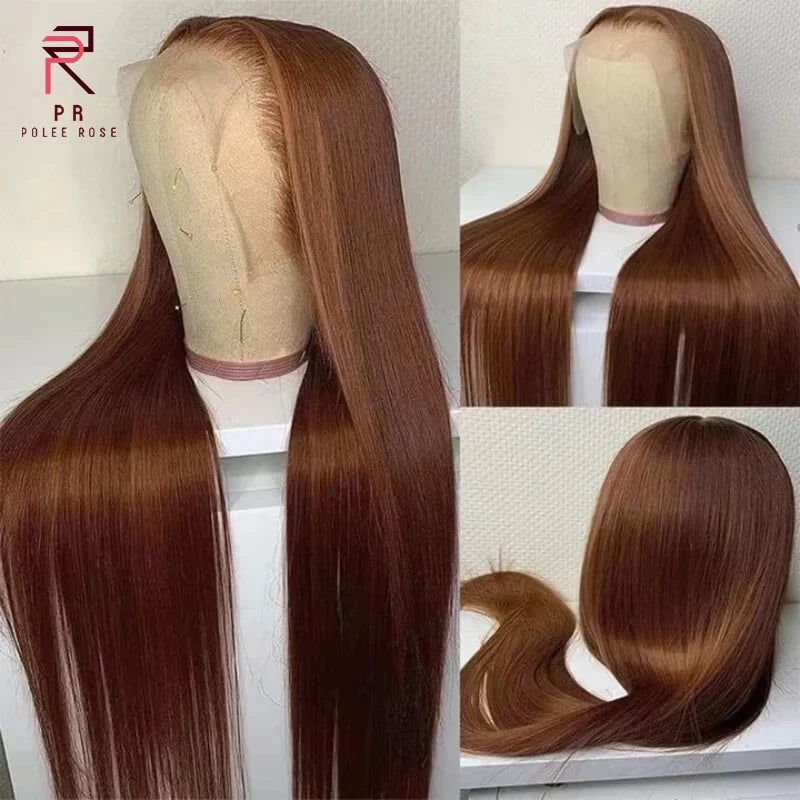 Dark Brown Super Double Drawn 13x4 Hd Lace Wig Bone Straight Chocolate Brown Wigs Human Hair 13x4 Lace Front Human Hair Wig