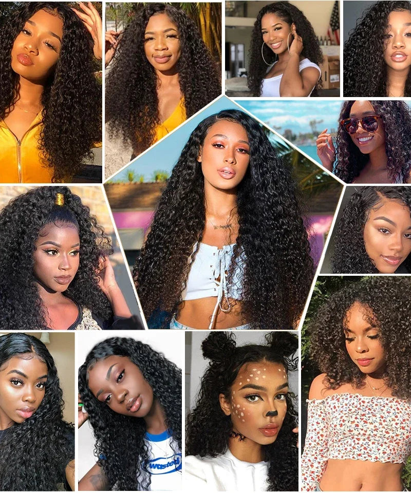 Brazillian Kinky Curly Hair Bundles With Closure Remy Human Hair Weave 3 Bundles with Closure Human Hair Extension capelli umani