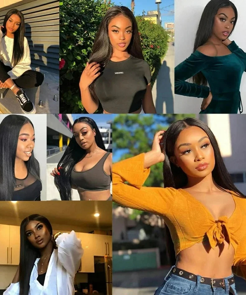30 40 Inch Bone Straight 13x6 Lace Frontal Wigs 13x4 HD Transparent Lace Front Wig Black Preplucked Brazilian Human Hair Wig100%