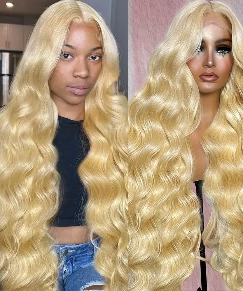 200 Density HD Lace Frontal Wig 613 Blonde 13x6 Body Wave Lace Front Wig Preplucked Brazilian Lace Front Human Hair Wigs 46 Inch