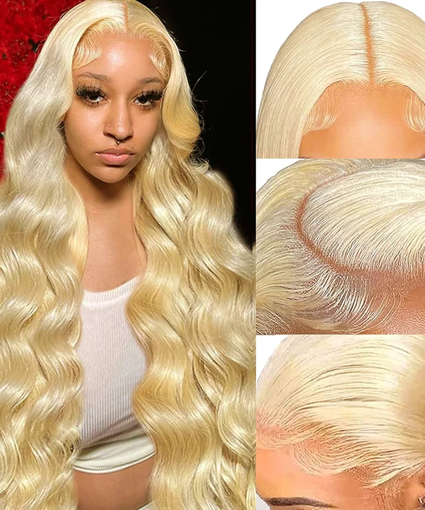 200 Density HD Lace Frontal Wig 613 Blonde 13x6 Body Wave Lace Front Wig Preplucked Brazilian Lace Front Human Hair Wigs 46 Inch