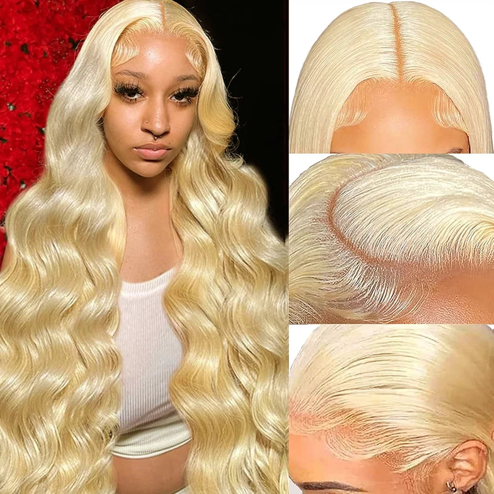 200 Density HD Lace Frontal Wig 613 Blonde 13x6 Body Wave Lace Front Wig Preplucked Brazilian Lace Front Human Hair Wigs 46 Inch