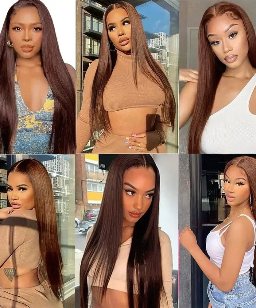 Dark Brown Super Double Drawn 13x4 Hd Lace Wig Bone Straight Chocolate Brown Wigs Human Hair 13x4 Lace Front Human Hair Wig