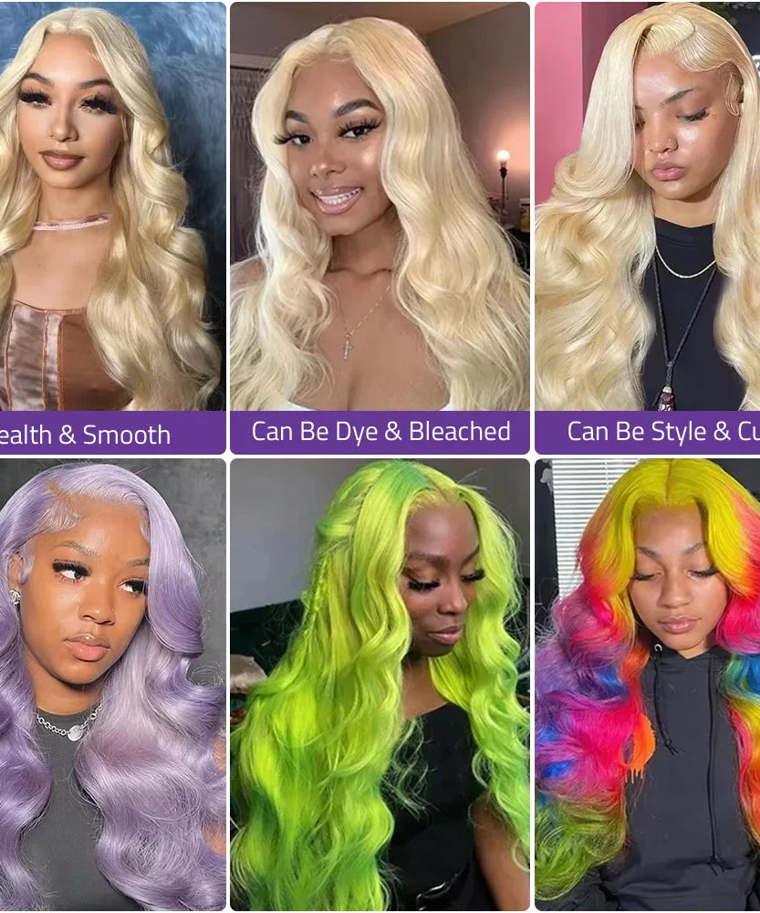 13x6 Hd Transparent Lace Frontal Human Hair Wig 200 Density Body Wave 613 Blonde 13x4 Lace Front Brazilian Wigs Pre Plucked