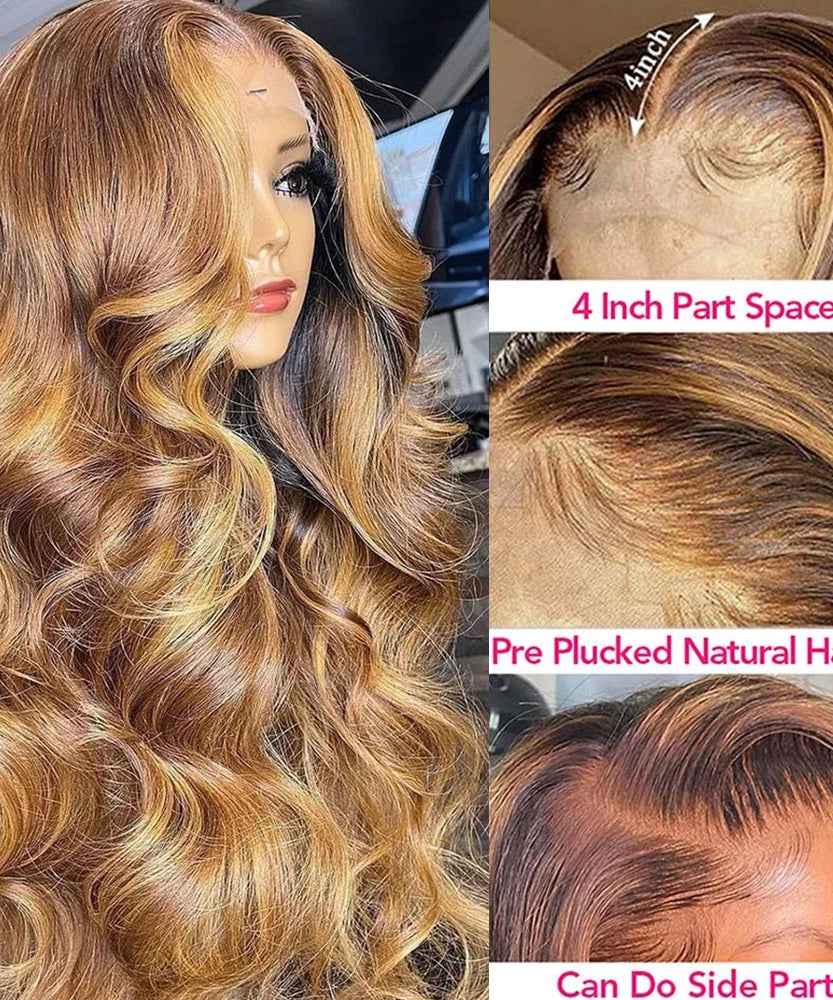 Highlight Wig Human Hair 13x4 Colored Honey Blonde Lace Front Human Hair Wigs For Women Ombre Body Wave 13x6 Hd Lace Frontal Wig