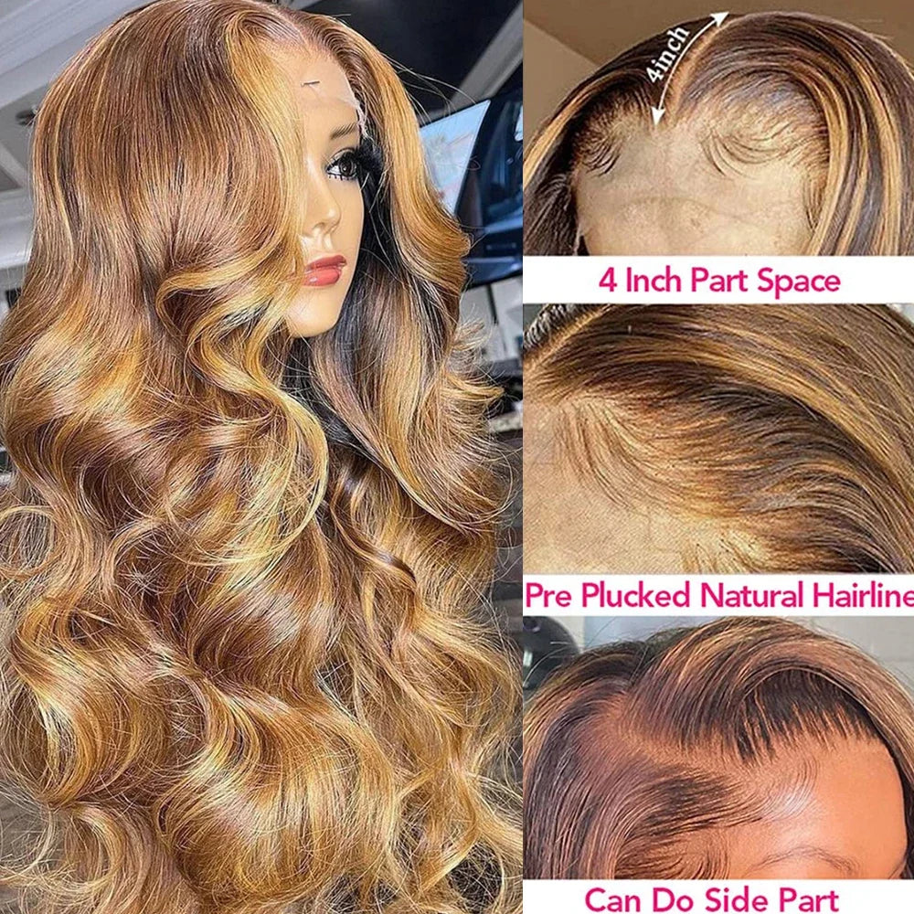 Highlight Wig Human Hair 13x4 Colored Honey Blonde Lace Front Human Hair Wigs For Women Ombre Body Wave 13x6 Hd Lace Frontal Wig