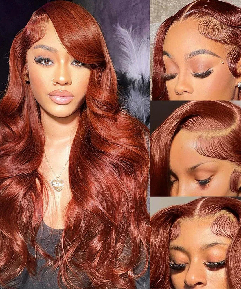 40 inch Reddish Brown HD Lace Front Human Hair Wig PrePlucked 13x4 Colored Human Hair 13x6 Lace Front Wigs Body Wave Wig 4x4 5x5