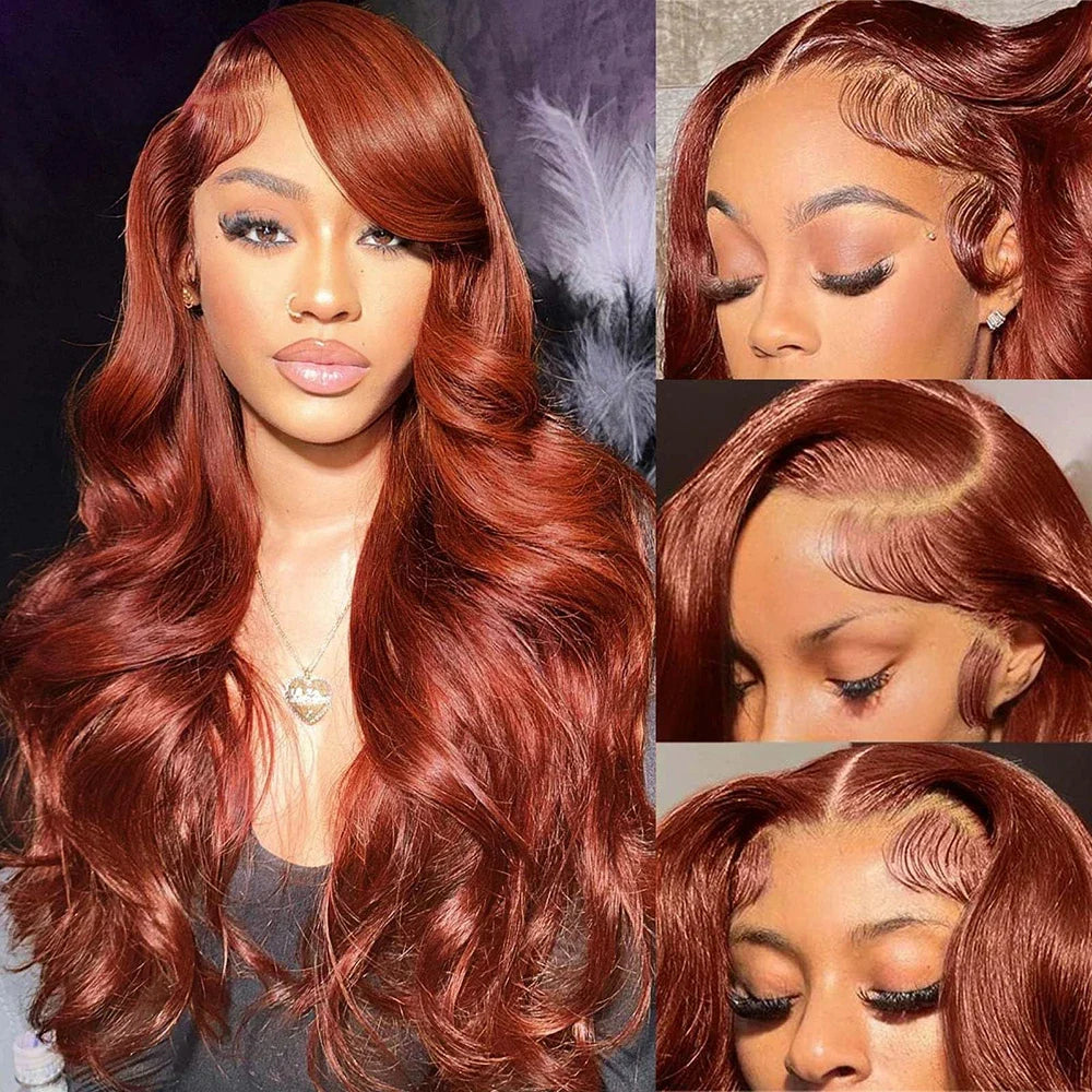 40 inch Reddish Brown HD Lace Front Human Hair Wig PrePlucked 13x4 Colored Human Hair 13x6 Lace Front Wigs Body Wave Wig 4x4 5x5