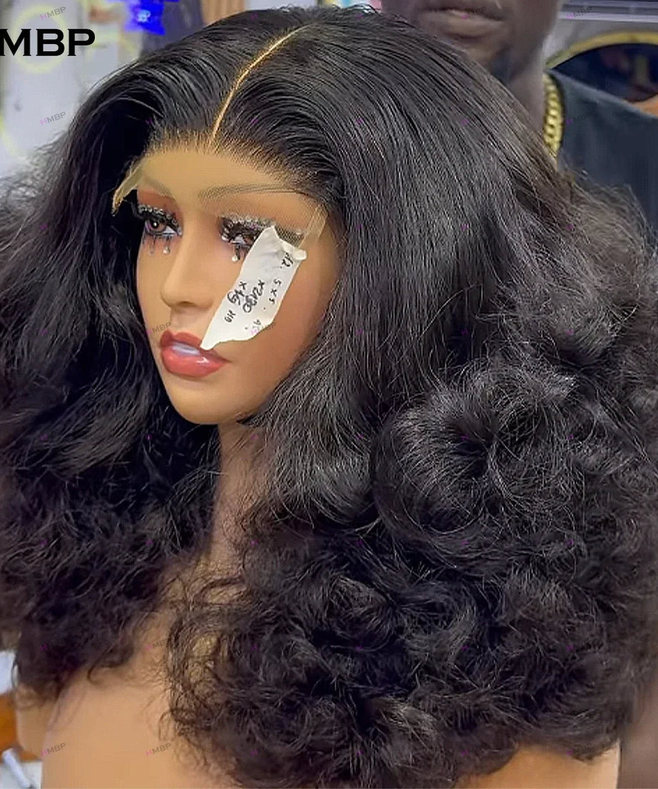 Glueless Lace Frontal Wig Human Hair Ready To Wear 400 Density Bouncy Curly 360/13x6 HD Lace Front Wig Preplucked Hair For Women