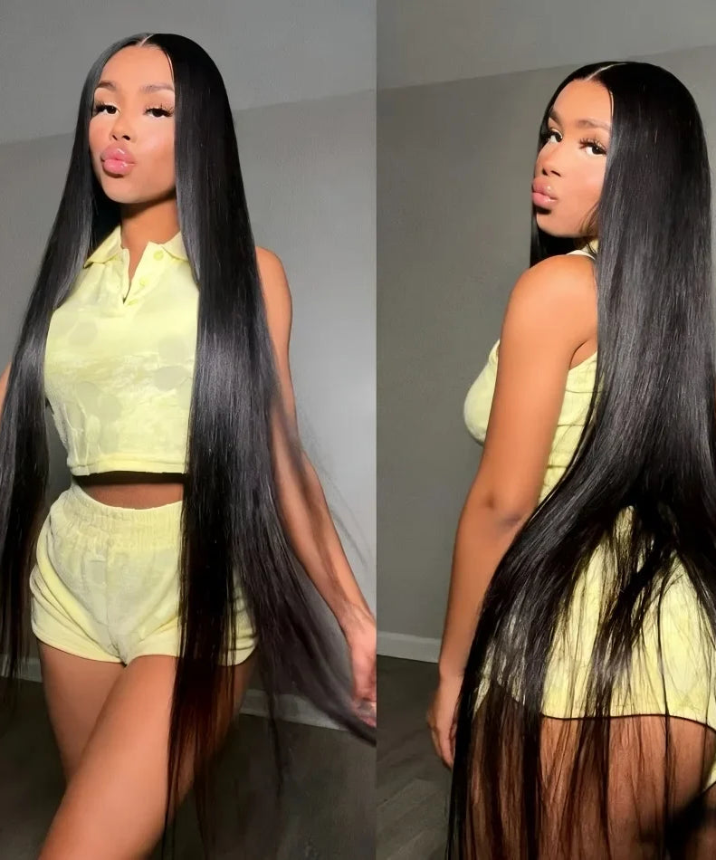 30 40 Inch Bone Straight 13x6 Lace Frontal Wigs 13x4 HD Transparent Lace Front Wig Black Preplucked Brazilian Human Hair Wig100%