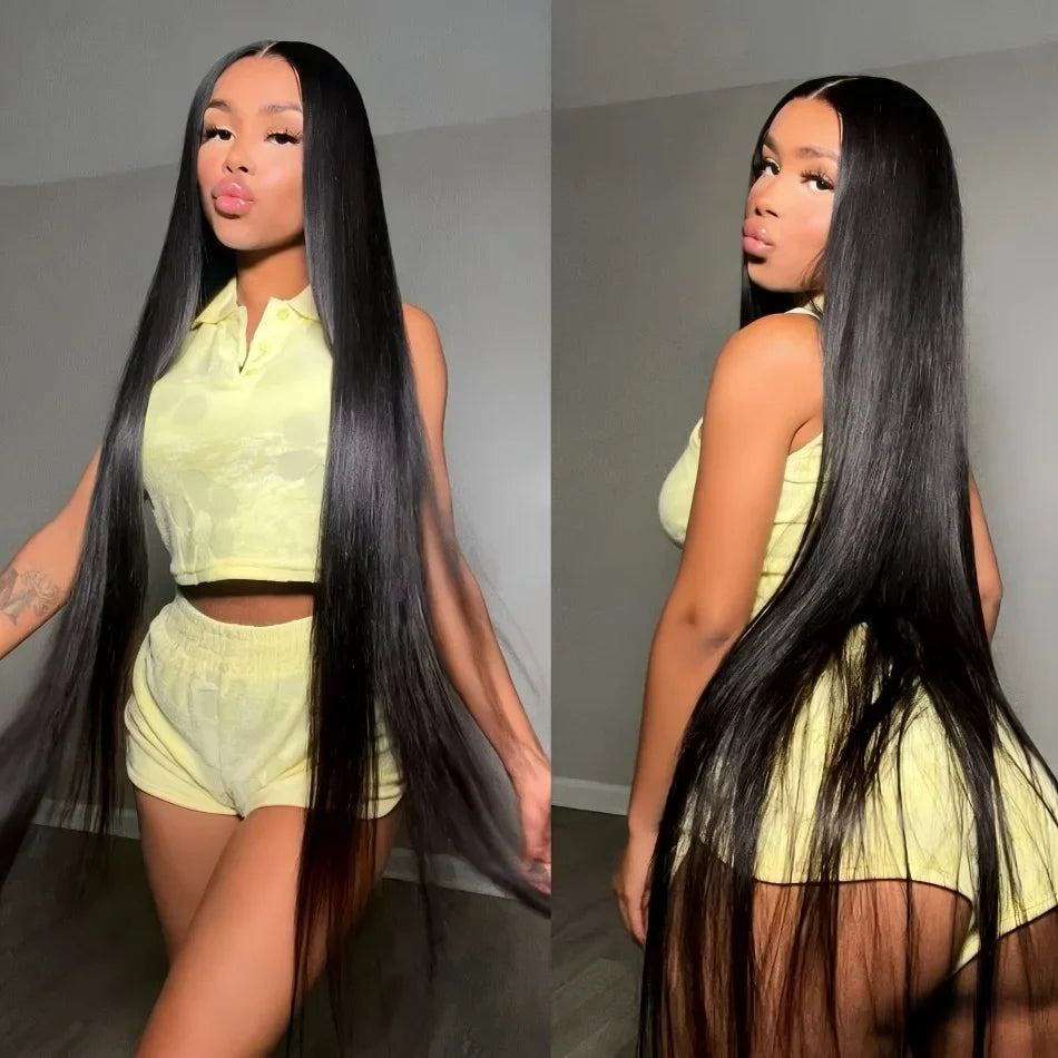 30 40 Inch Bone Straight 13x6 Lace Frontal Wigs 13x4 HD Transparent Lace Front Wig Black Preplucked Brazilian Human Hair Wig100%