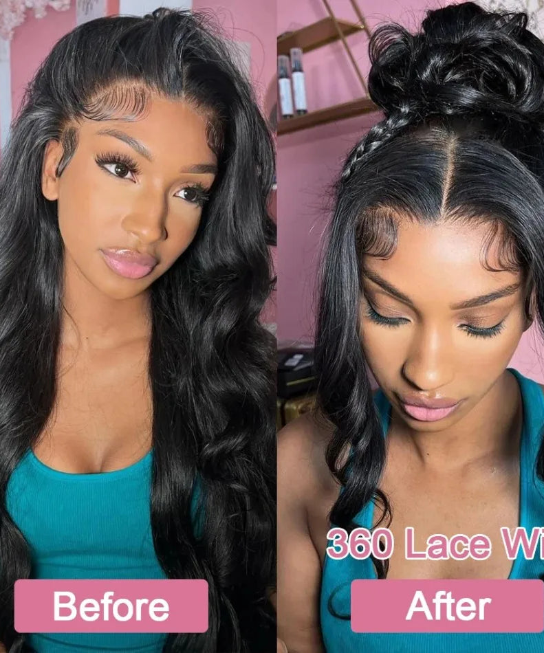 360 Full Lace Wig Body Wave Human Hair Wigs 100% Pre Plucked Hd Brazilian Lace Frontal Wigs Invisible Strap 250 Density 40 Inch