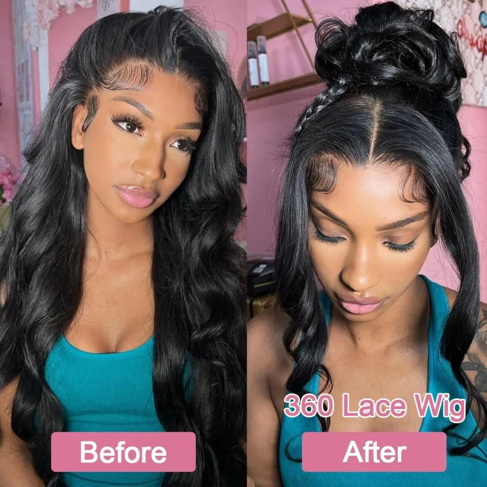 360 Full Lace Wig Body Wave Human Hair Wigs 100% Pre Plucked Hd Brazilian Lace Frontal Wigs Invisible Strap 250 Density 40 Inch