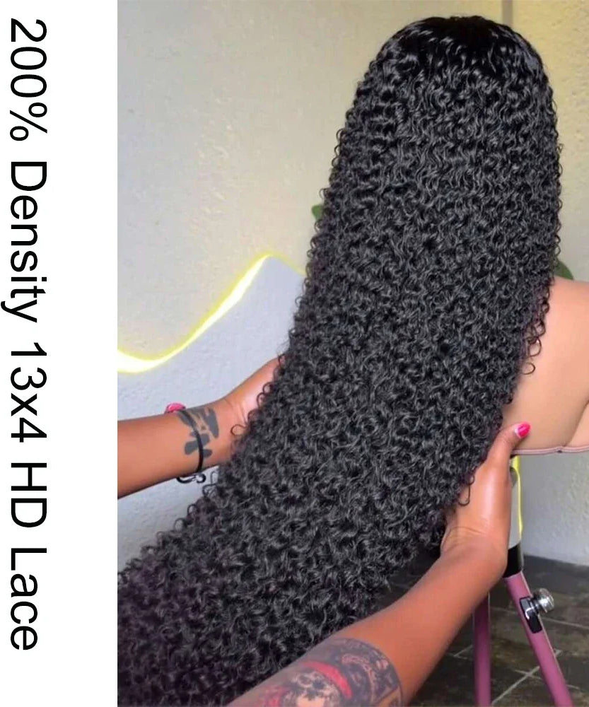 40 Inch Curly Lace Front Wigs Human Hair 250 Density 13x4 HD Transparent Jerry Curly Wigs Pre Plucked For Women