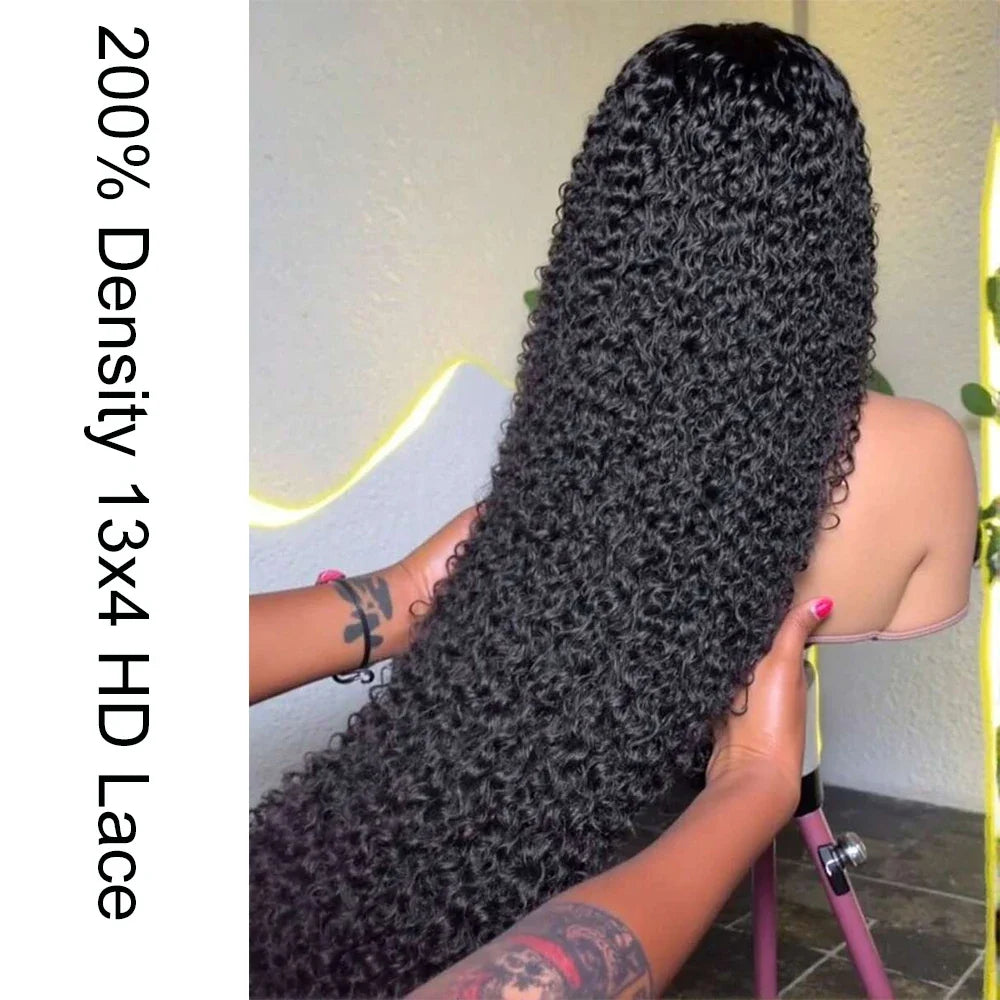 40 Inch Curly Lace Front Wigs Human Hair 250 Density 13x4 HD Transparent Jerry Curly Wigs Pre Plucked For Women