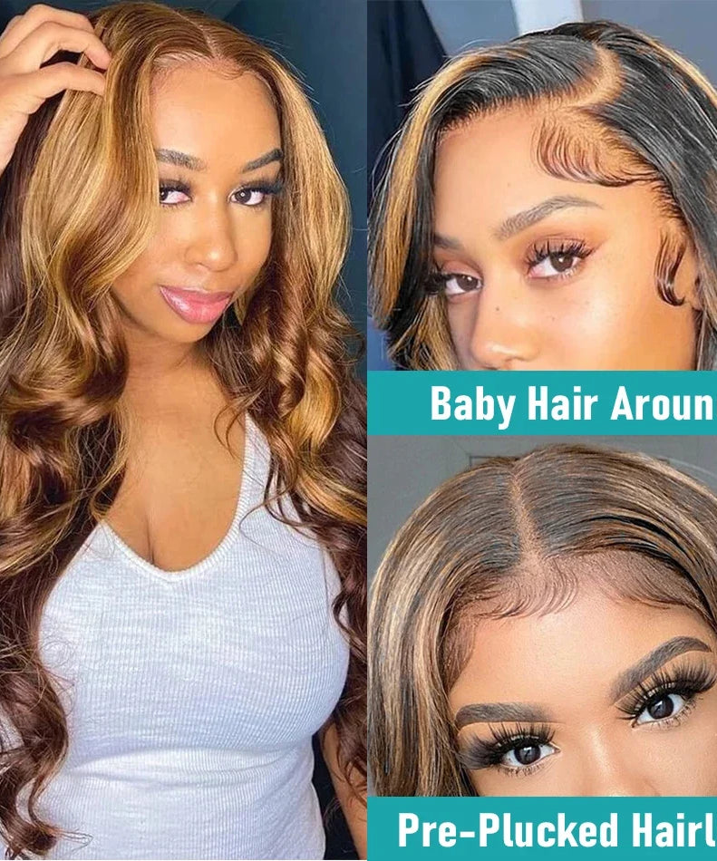 Highlight Wig Human Hair 13x4 Colored Honey Blonde Lace Front Human Hair Wigs For Women Ombre Body Wave 13x6 Hd Lace Frontal Wig
