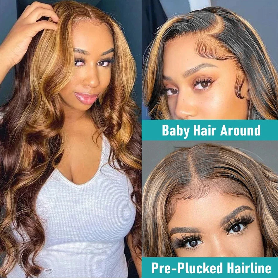 Highlight Wig Human Hair 13x4 Colored Honey Blonde Lace Front Human Hair Wigs For Women Ombre Body Wave 13x6 Hd Lace Frontal Wig