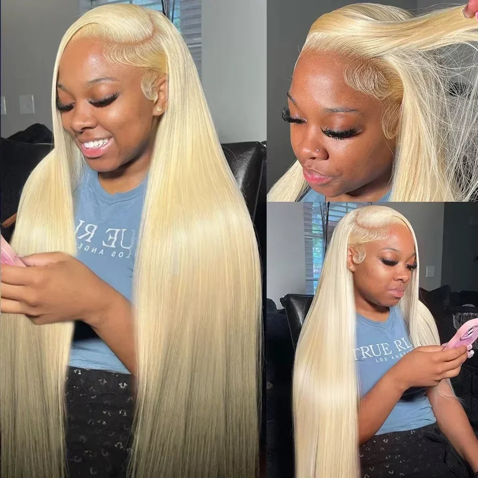 250 Density Blonde 613 Human Hair Wigs 100% Straight Hd Lace Frontal Wig 13x6 Brazilian Hair 30 40 Inch Colored Lace Front Wig