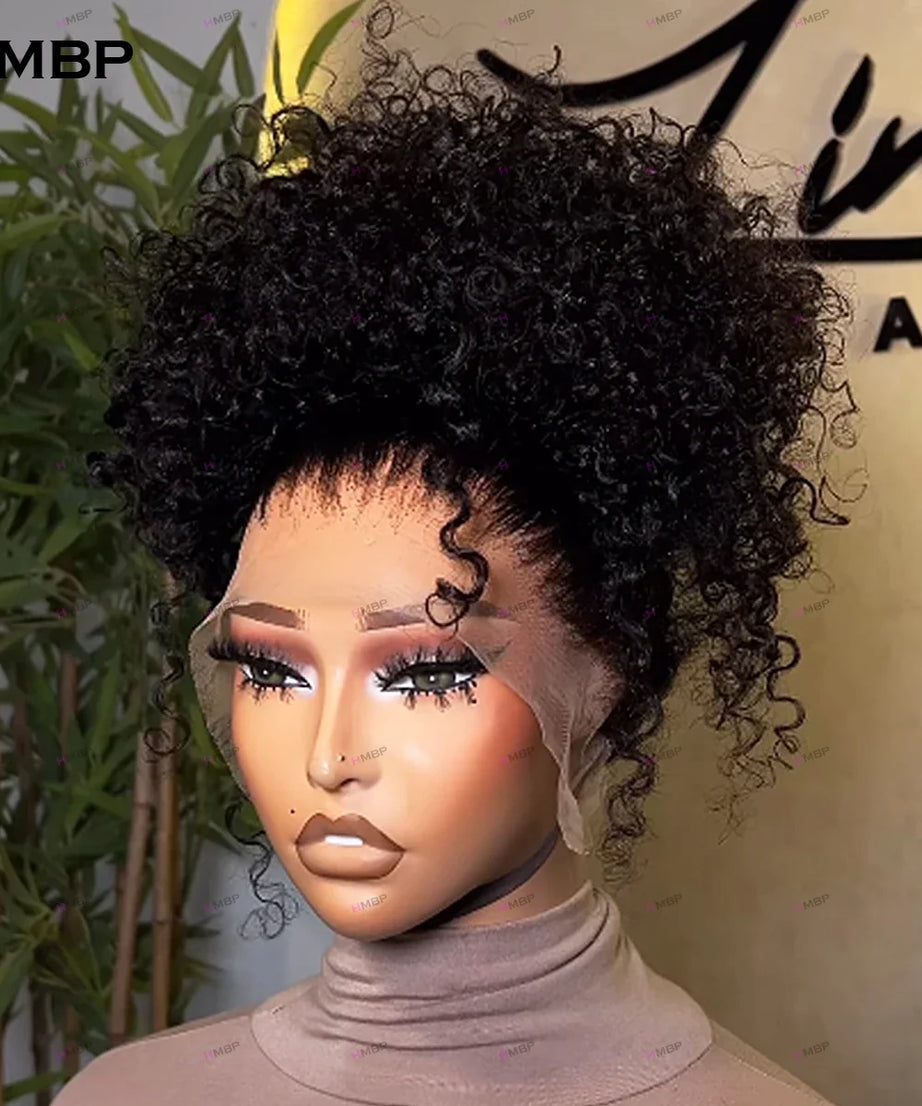 Glueless Lace Frontal Wig Human Hair Ready To Wear 400 Density Bouncy Curly 360/13x6 HD Lace Front Wig Preplucked Hair For Women