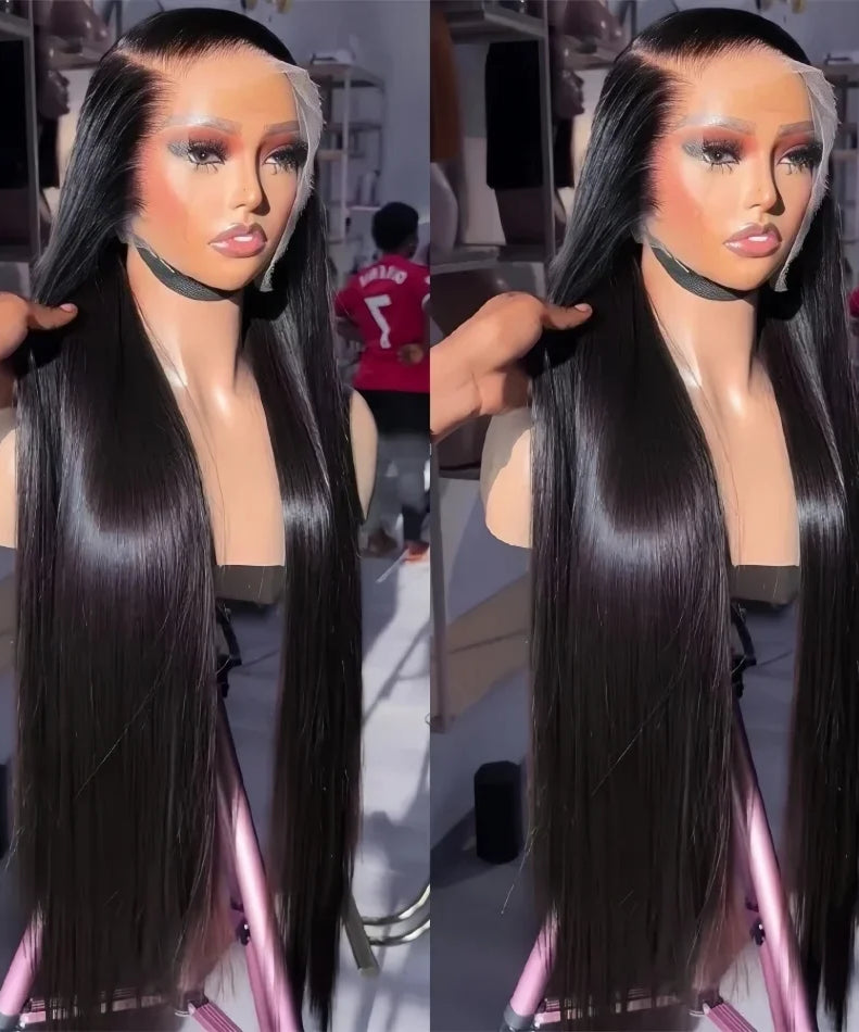 30 40 Inch Bone Straight 13x6 Lace Frontal Wigs 13x4 HD Transparent Lace Front Wig Black Preplucked Brazilian Human Hair Wig100%