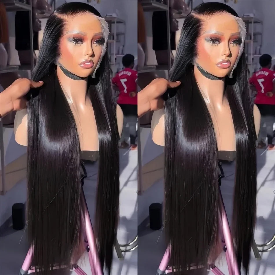 30 40 Inch Bone Straight 13x6 Lace Frontal Wigs 13x4 HD Transparent Lace Front Wig Black Preplucked Brazilian Human Hair Wig100%