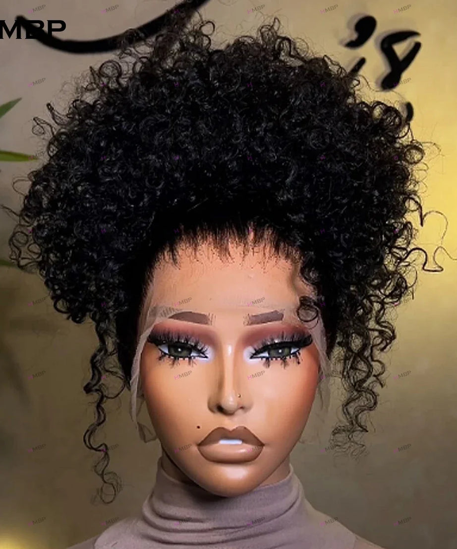Glueless Lace Frontal Wig Human Hair Ready To Wear 400 Density Bouncy Curly 360/13x6 HD Lace Front Wig Preplucked Hair For Women