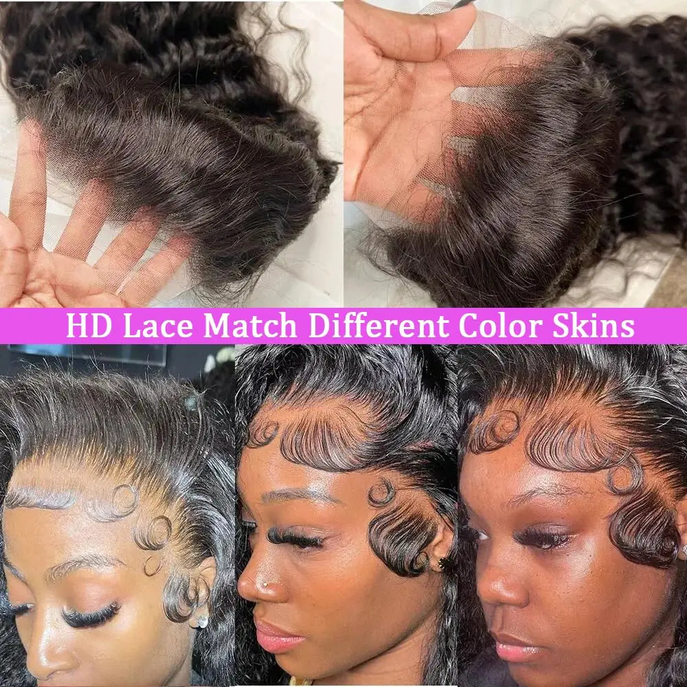 250Density Put on and Go Deep Wave Glueless Wig Human Hair For Women 5X5 13x6 HD Frontal Curly Lace Front Wigs On Clearance Sale