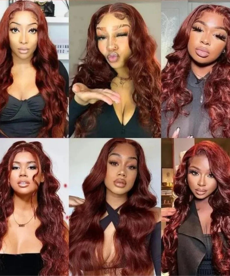 13x4 13x6 Reddish Brown Lace Front Wigs Human Hair Pre Plucked 250 Density Body Wave Colored Human Hair Lace Frontal Human Wig