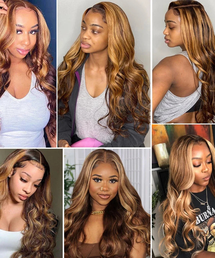 Highlight Wig Human Hair 13x4 Colored Honey Blonde Lace Front Human Hair Wigs For Women Ombre Body Wave 13x6 Hd Lace Frontal Wig