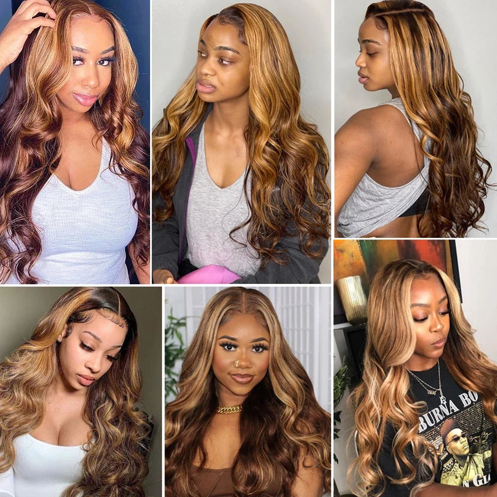 Highlight Wig Human Hair 13x4 Colored Honey Blonde Lace Front Human Hair Wigs For Women Ombre Body Wave 13x6 Hd Lace Frontal Wig