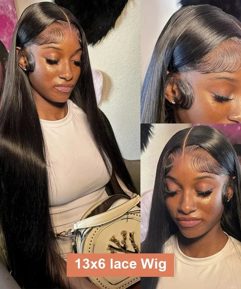 30 40 Inch Bone Straight 13x6 Lace Frontal Wigs 13x4 HD Transparent Lace Front Wig Black Preplucked Brazilian Human Hair Wig100%