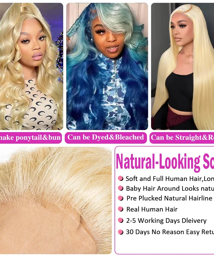 200 Density HD Lace Frontal Wig 613 Blonde 13x6 Body Wave Lace Front Wig Preplucked Brazilian Lace Front Human Hair Wigs 46 Inch