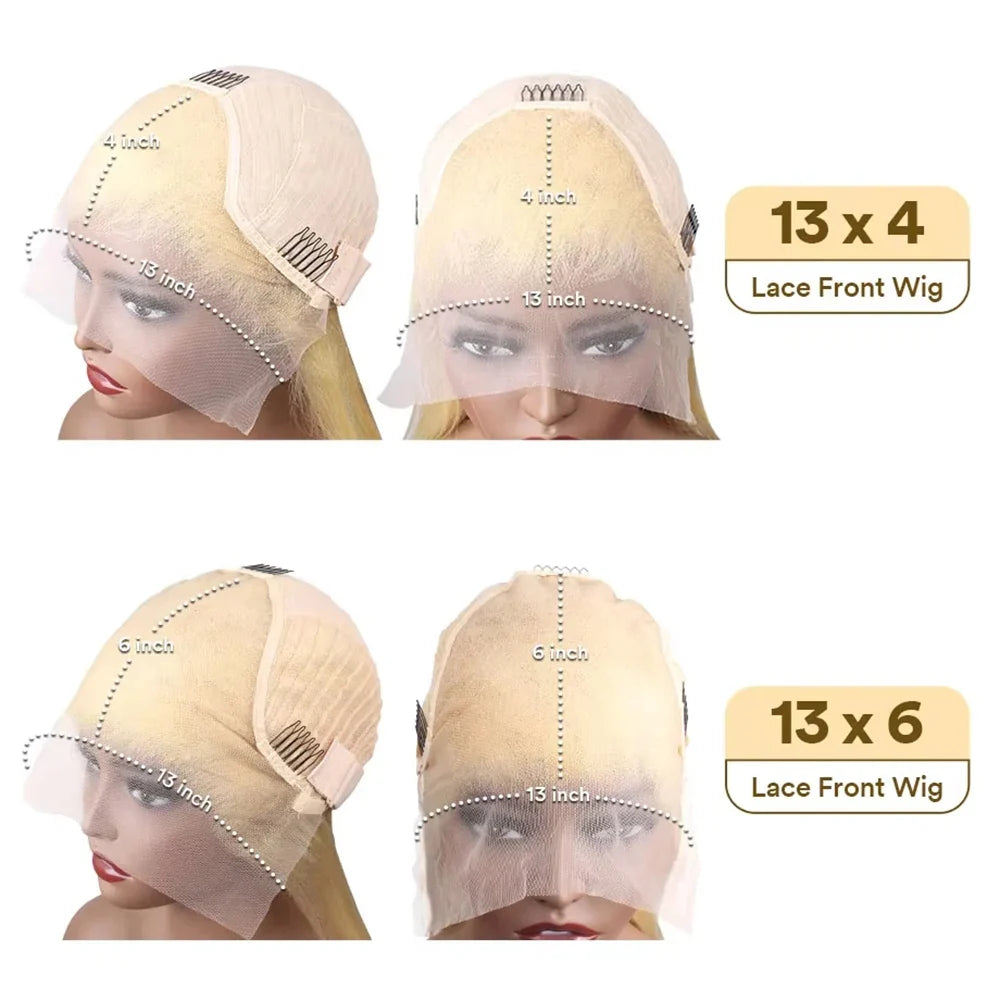 13x6 Hd Transparent Lace Frontal Human Hair Wig 200 Density Body Wave 613 Blonde 13x4 Lace Front Brazilian Wigs Pre Plucked