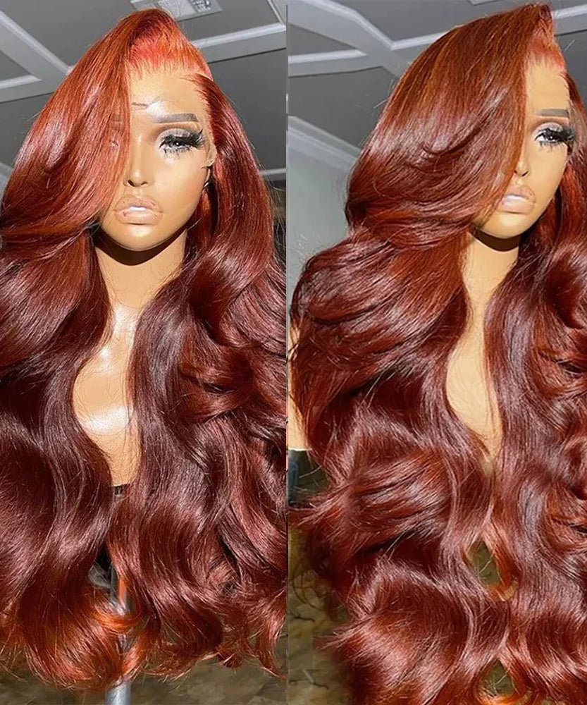 40 inch Reddish Brown HD Lace Front Human Hair Wig PrePlucked 13x4 Colored Human Hair 13x6 Lace Front Wigs Body Wave Wig 4x4 5x5