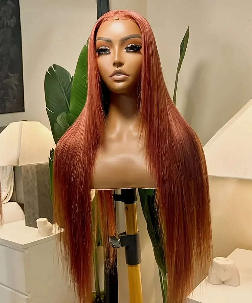 Orange Ginger Long Straight Lace Front Wig Hd Transparent Lace Frontal Wigs 13X6 Human Hair Wigs 100% Brazilian Hair for Women