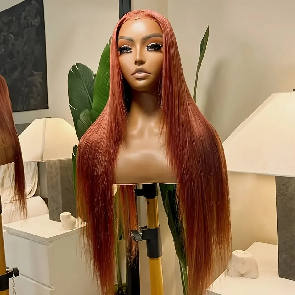 Orange Ginger Long Straight Lace Front Wig Hd Transparent Lace Frontal Wigs 13X6 Human Hair Wigs 100% Brazilian Hair for Women